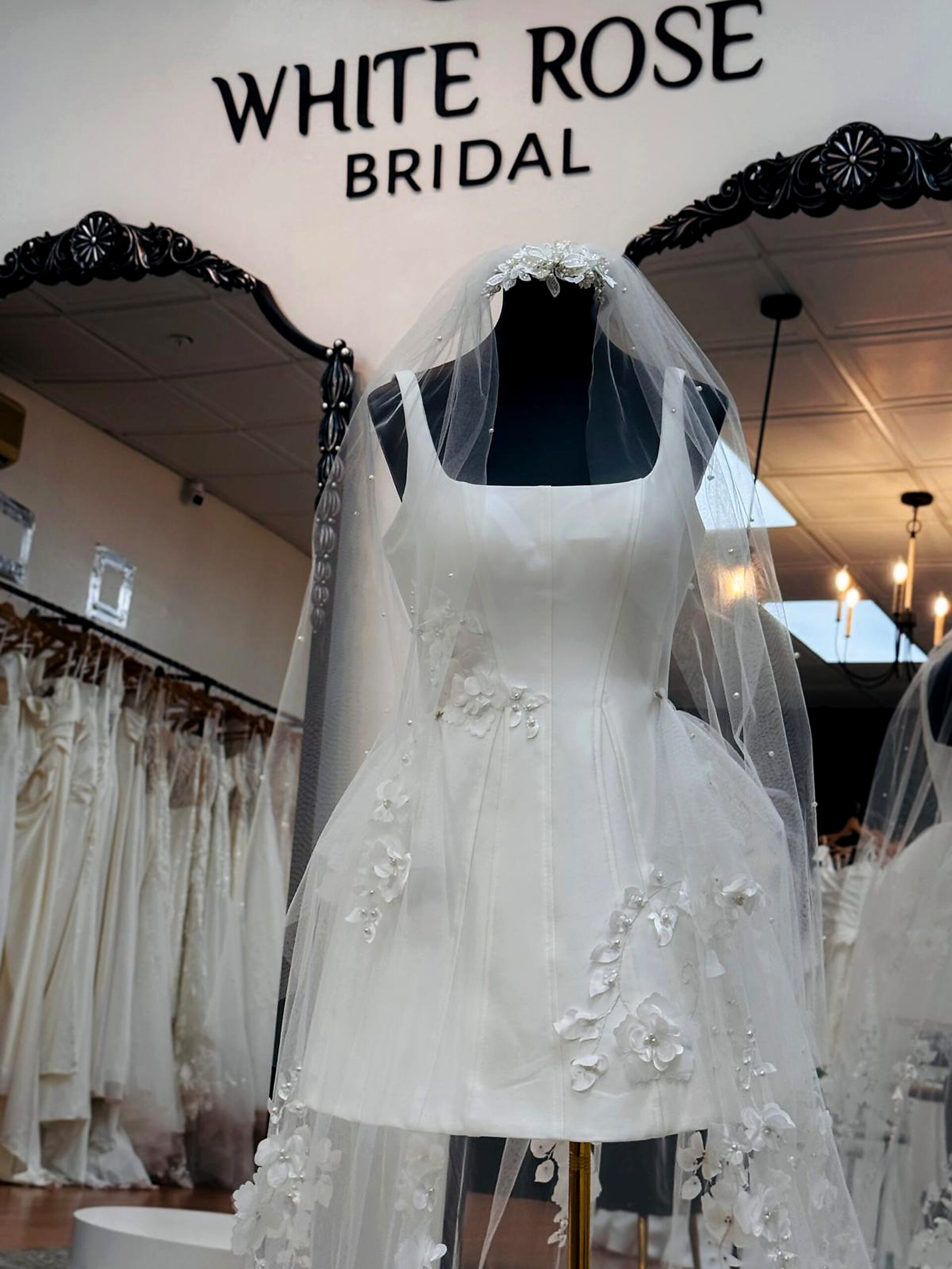 White Rose Bridal boutique in Newark NJ where Calla Blanche gowns are available by appointment